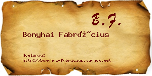 Bonyhai Fabrícius névjegykártya